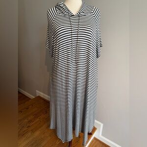 NWT Lane Bryant Charcoal/White Striped Hooded Dress - Womens Plus Size 22/24